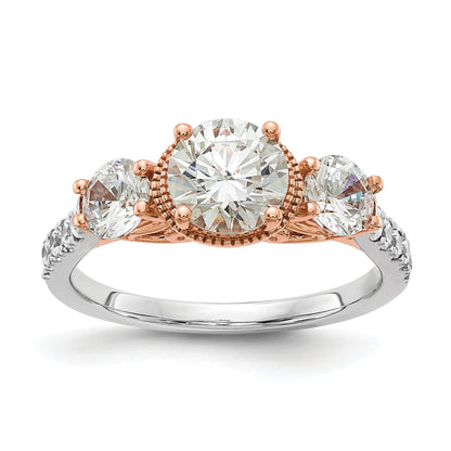 1.00ct. CZ Solid Real 14k White u0026 Rose Gold Engagement Ring