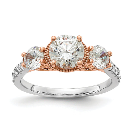 1.00ct. CZ Solid Real 14k White u0026 Rose Gold Engagement Ring