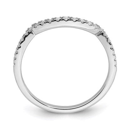 14k White Gold Real Diamond Set of 2 Contoured Wedding Bands