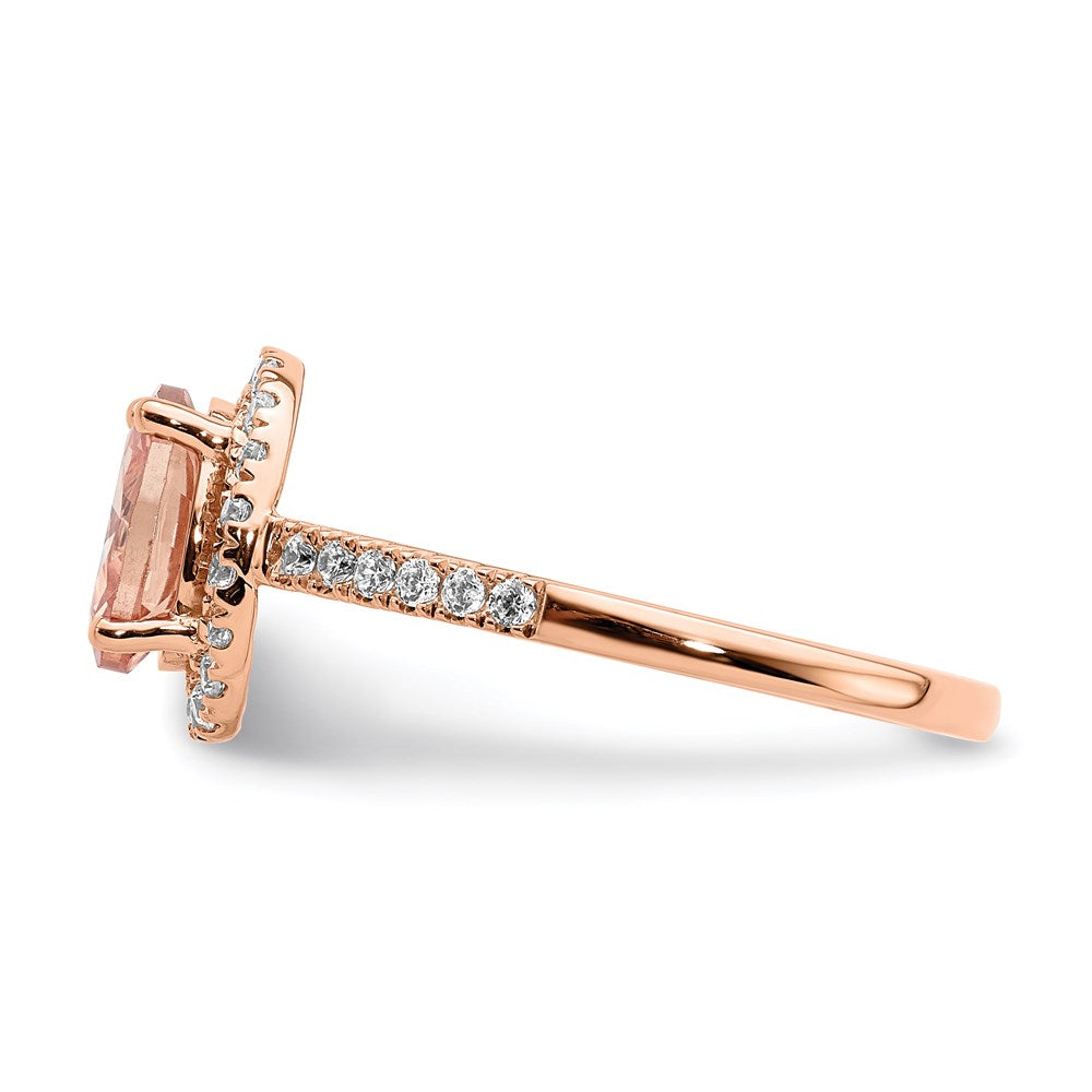 14k Rose Gold Morganite Real Diamond Halo Engagement Ring