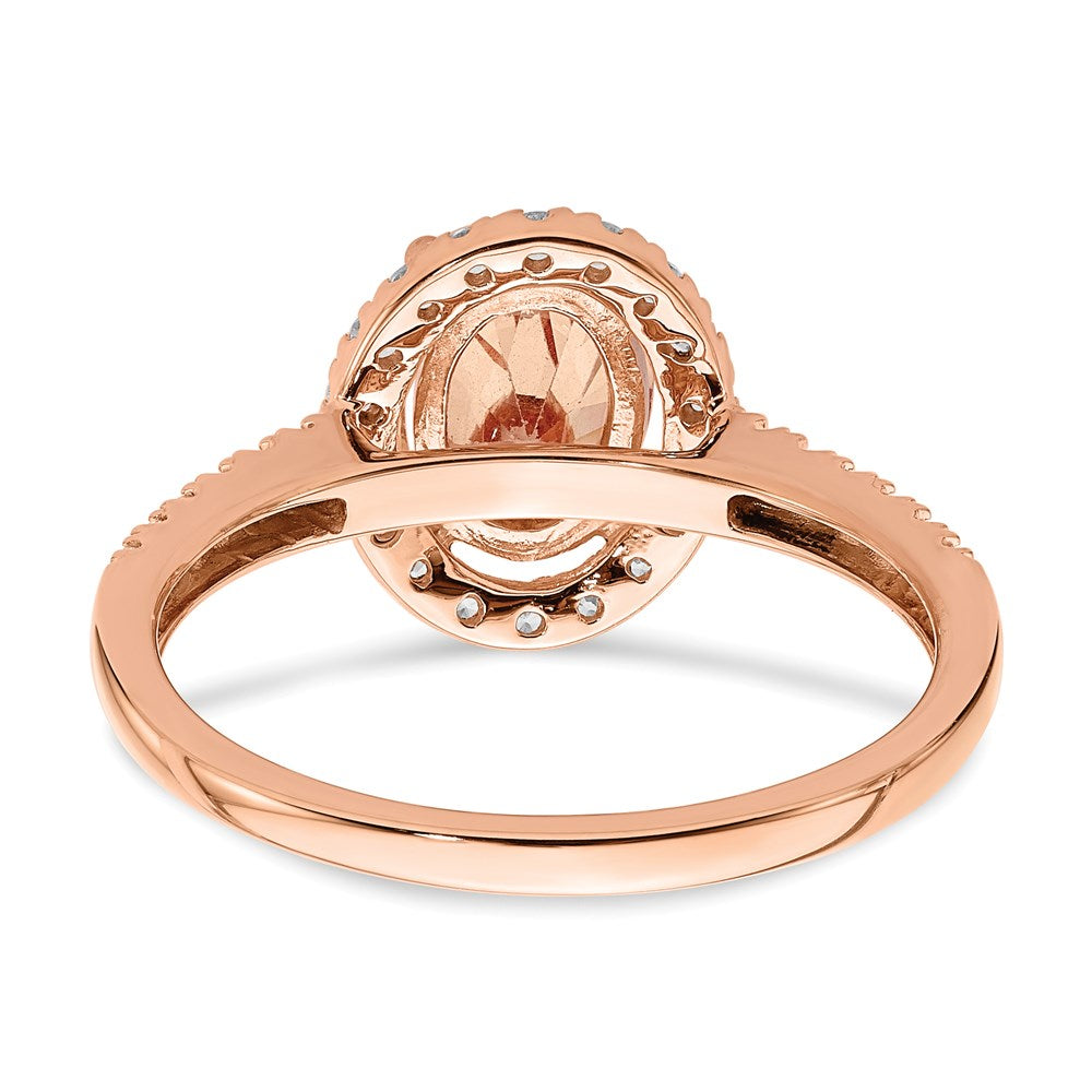 14k Rose Gold Morganite Real Diamond Halo Engagement Ring