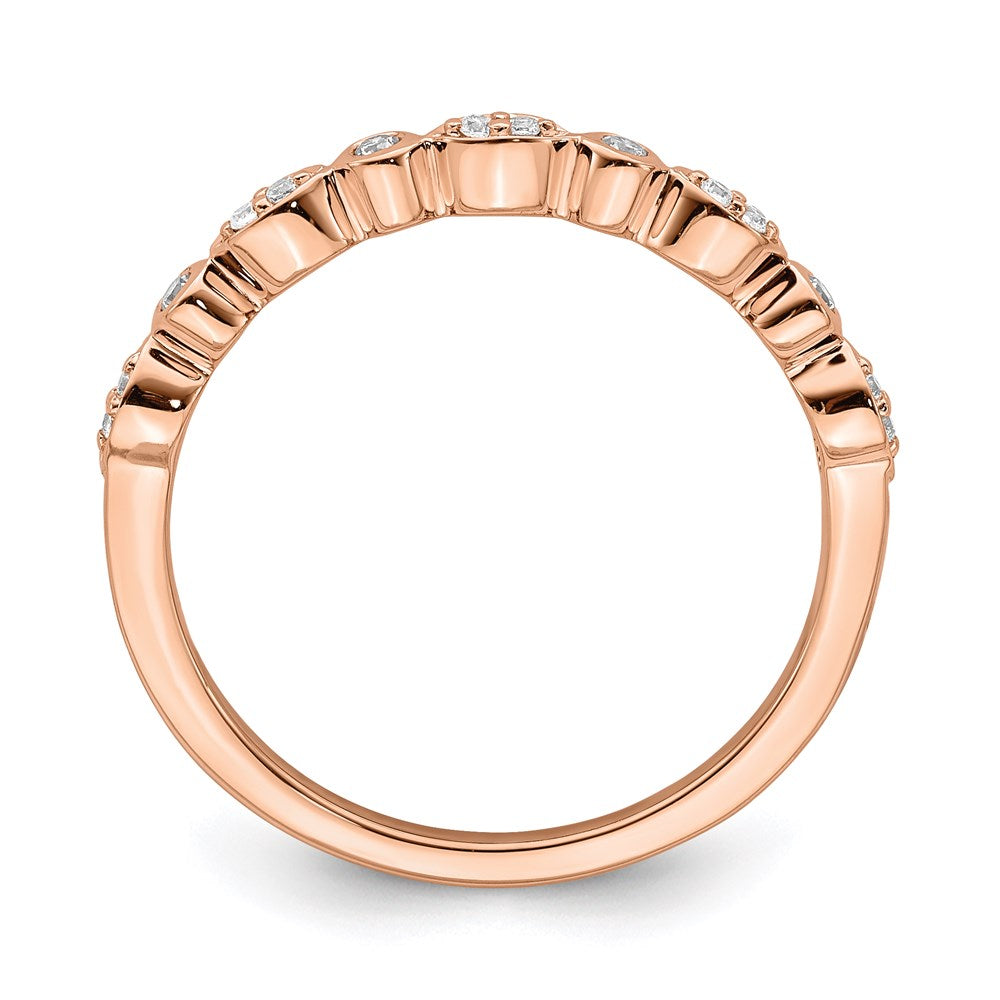 14k Rose Gold Real Diamond Set of 2 Wedding Bands