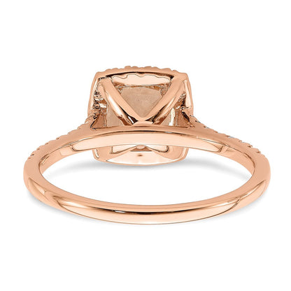 14k Rose Gold Morganite Real Diamond Halo Engagement Ring