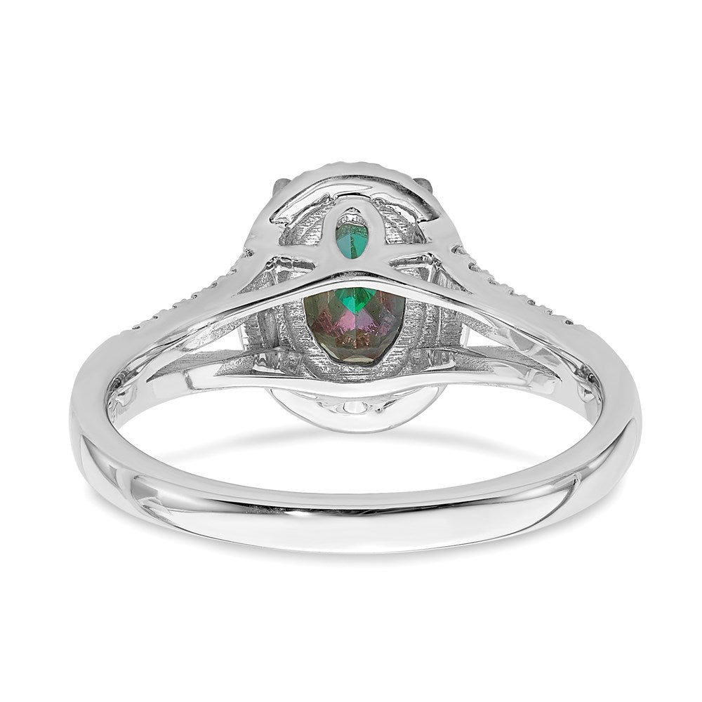 14k White Gold Mystic Fire Real Diamond Halo Engagement Ring
