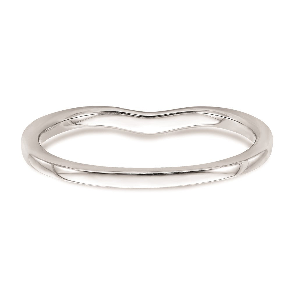 Solid 14k Rose Gold Simulated CZ Contoured Wedding Band