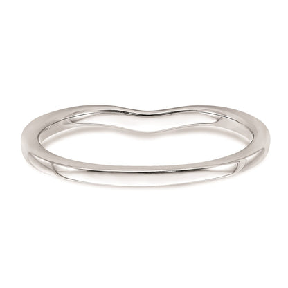 Solid 14k Rose Gold Simulated CZ Contoured Wedding Band