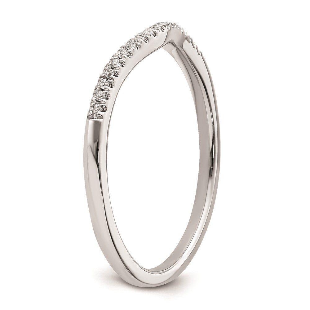 Solid 14k Rose Gold Simulated CZ Contoured Wedding Band