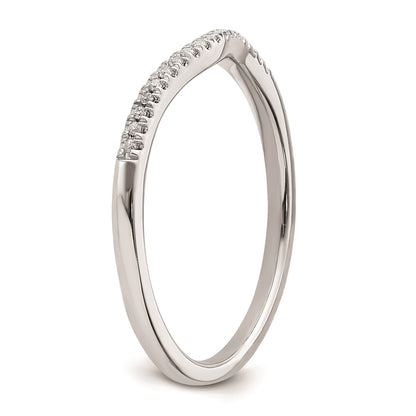 Solid 14k Rose Gold Simulated CZ Contoured Wedding Band
