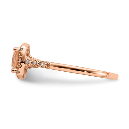 14k Rose Gold Morganite Real Diamond Halo Engagement Ring