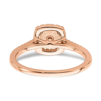 14k Rose Gold Morganite Real Diamond Halo Engagement Ring