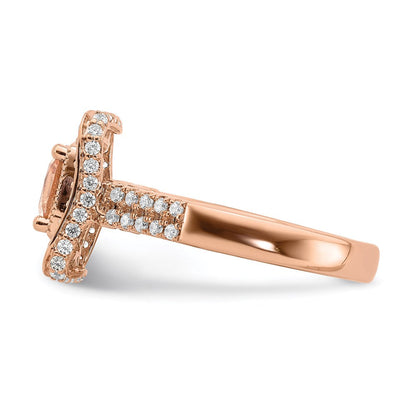 14k Rose Gold Morganite Real Diamond Halo Engagement Ring