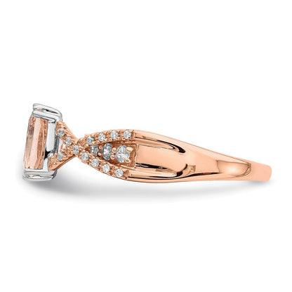 14k Rose Gold Morganite Real Diamond Engagement Ring