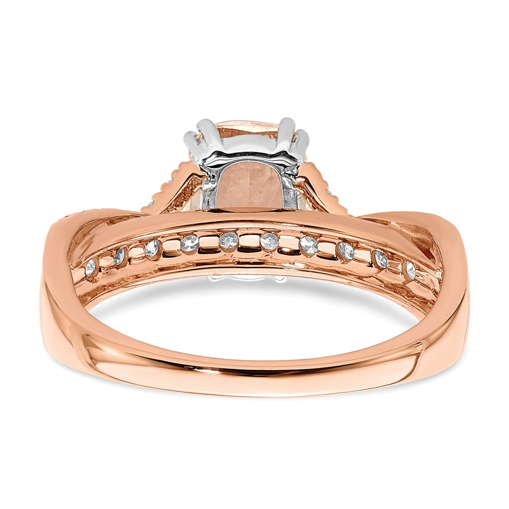 Solid 14k Rose Gold Morganite Simulated CZ Engagement Ring