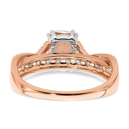 Solid 14k Rose Gold Morganite Simulated CZ Engagement Ring