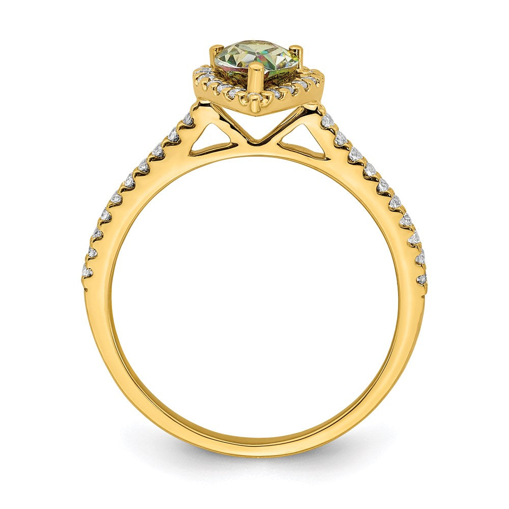 14K Yellow Gold Mystic Fire Real Diamond Halo Engagement Ring