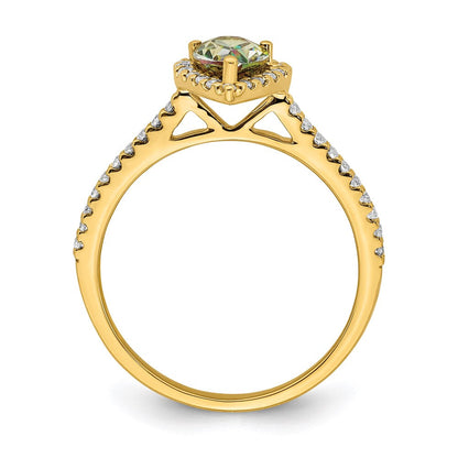 14K Yellow Gold Mystic Fire Real Diamond Halo Engagement Ring