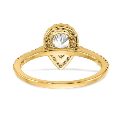 14K Yellow Gold Mystic Fire Real Diamond Halo Engagement Ring