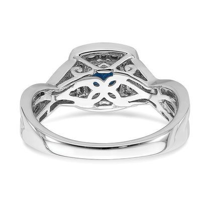 Solid 14k White Gold Simulated Sapphire CZ Halo Engagement Ring