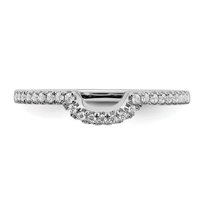 Solid 14k White Gold Simulated CZ Contoured Wedding Band