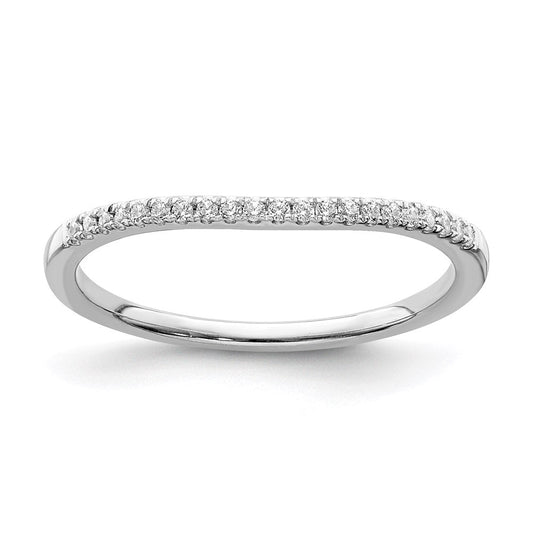 14k White Gold Real Diamond Contoured Wedding Band
