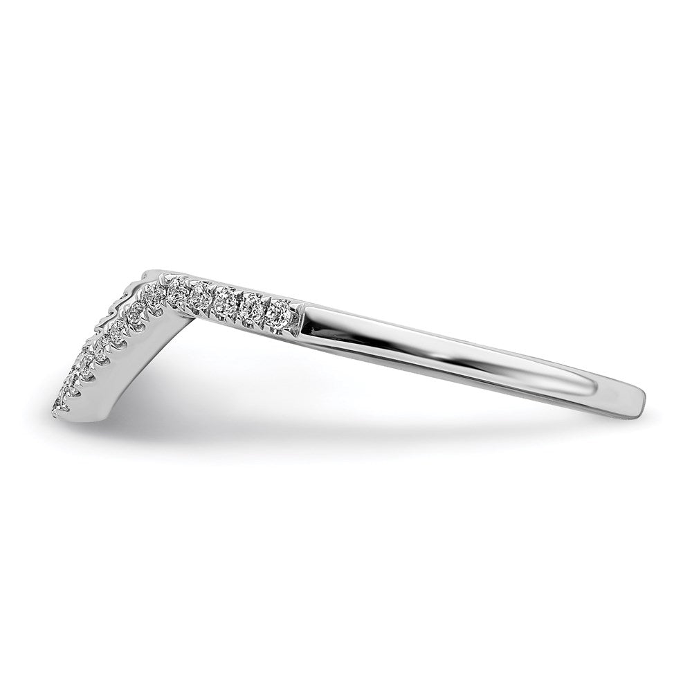 14k White Gold Real Diamond Contoured Wedding Band