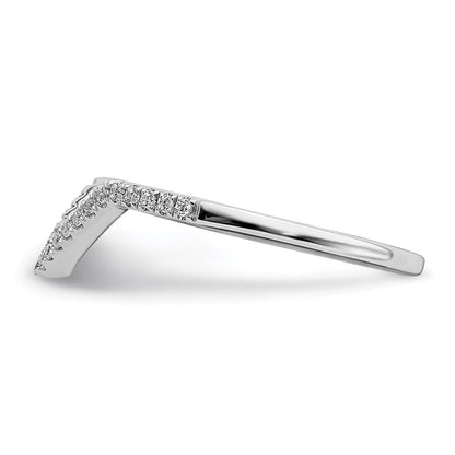 14k White Gold Real Diamond Contoured Wedding Band