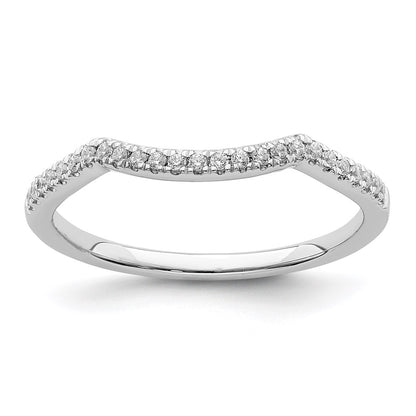 Solid 14k White Gold Simulated CZ Contoured Wedding Band