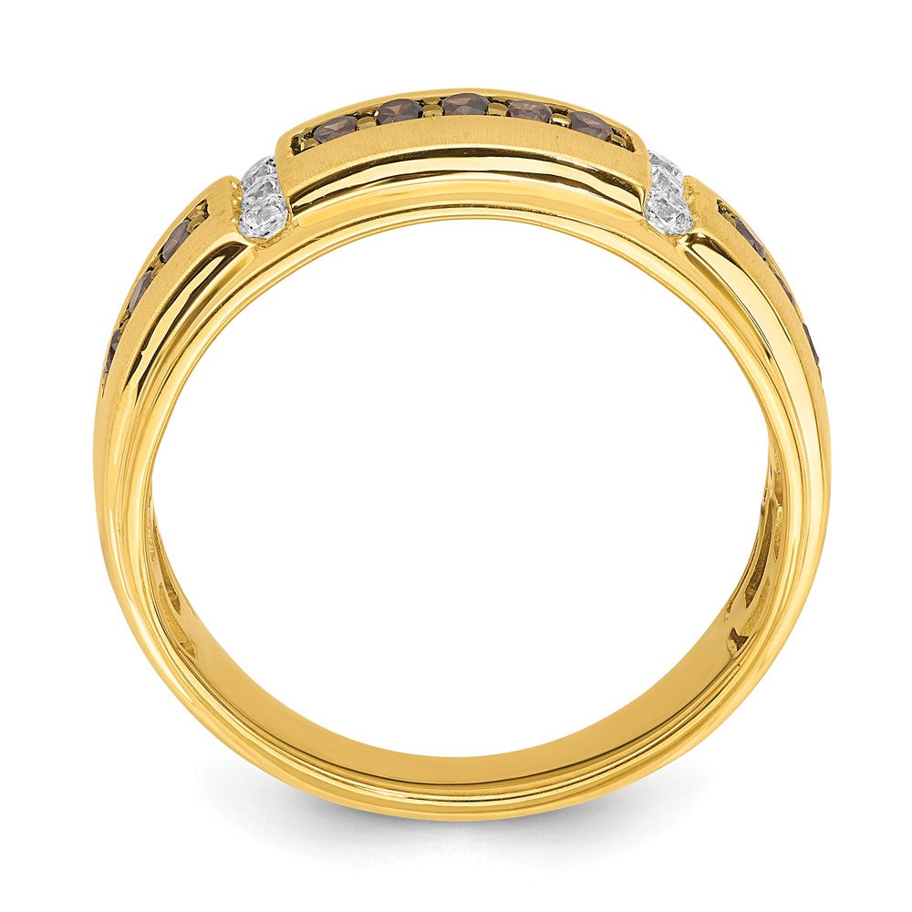 14k yellow gold mens brown and white real diamond bridal band rm6410b 050 yaa