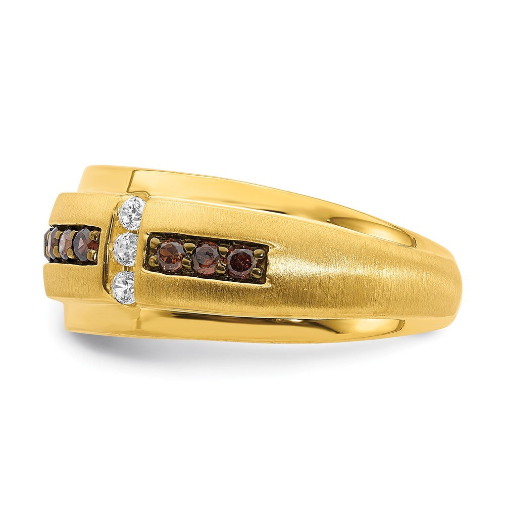 14k yellow gold mens brown and white real diamond bridal band rm6410b 050 yaa