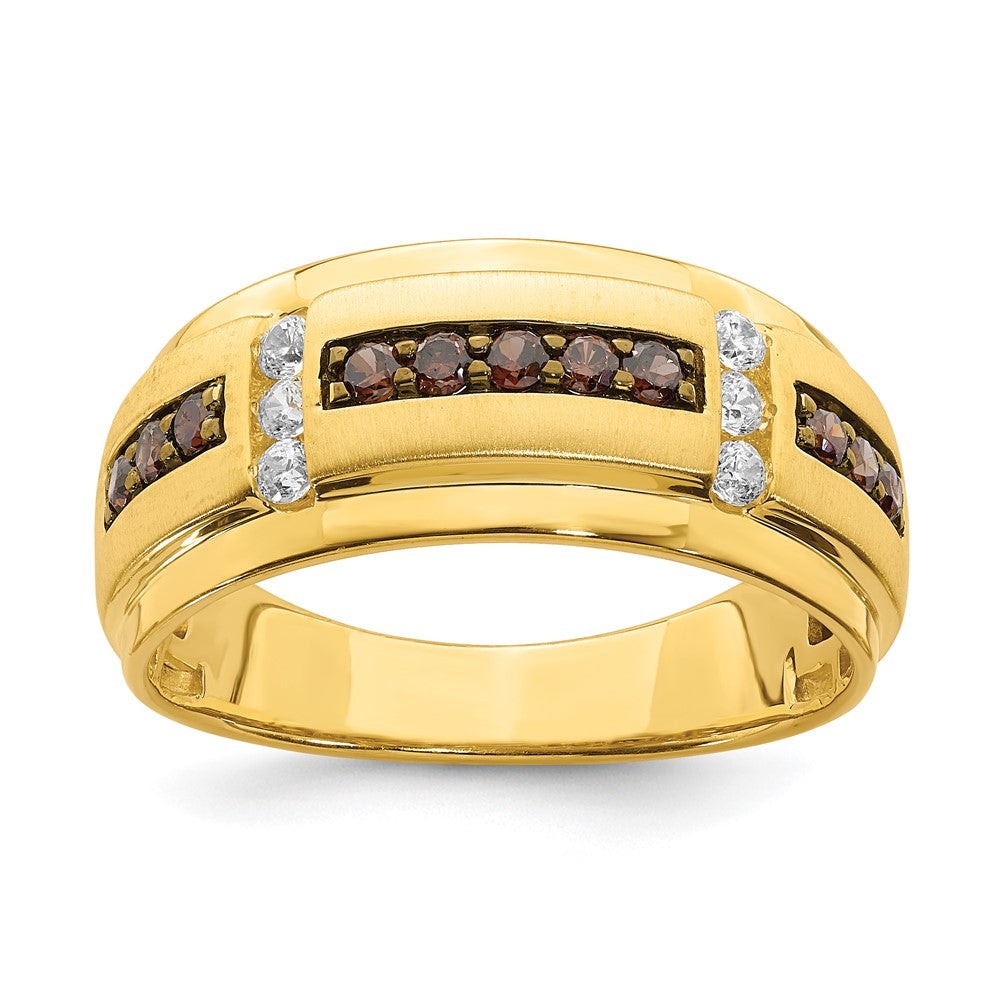 14k yellow gold mens brown and white real diamond bridal band rm6410b 050 yaa