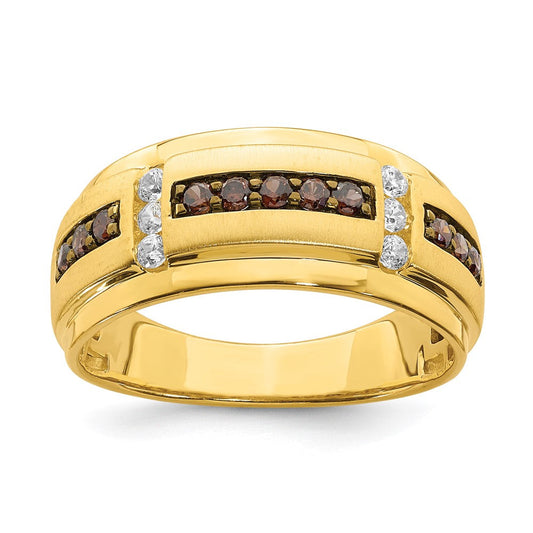 14k yellow gold mens brown and white real diamond bridal band rm6410b 050 yaa