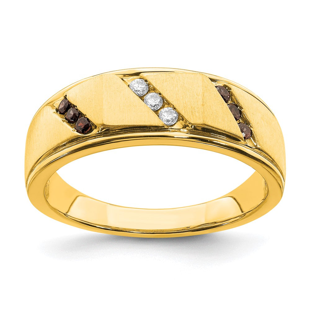 14k yellow gold mens brown and white real diamond bridal band rm6412b 020 yaa