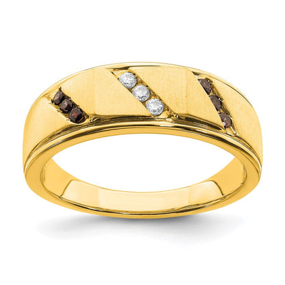 14k yellow gold mens brown and white real diamond bridal band rm6412b 020 yaa