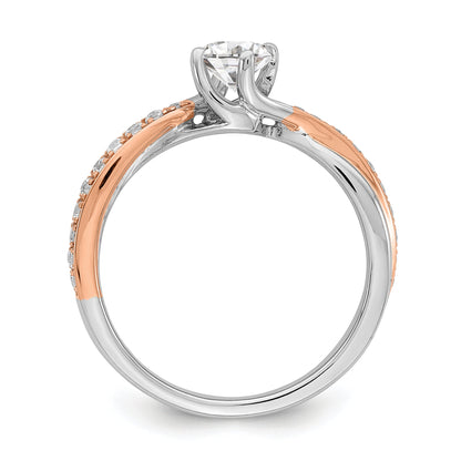 0.50ct. CZ Solid Real 14k White u0026 Rose Gold Engagement Ring