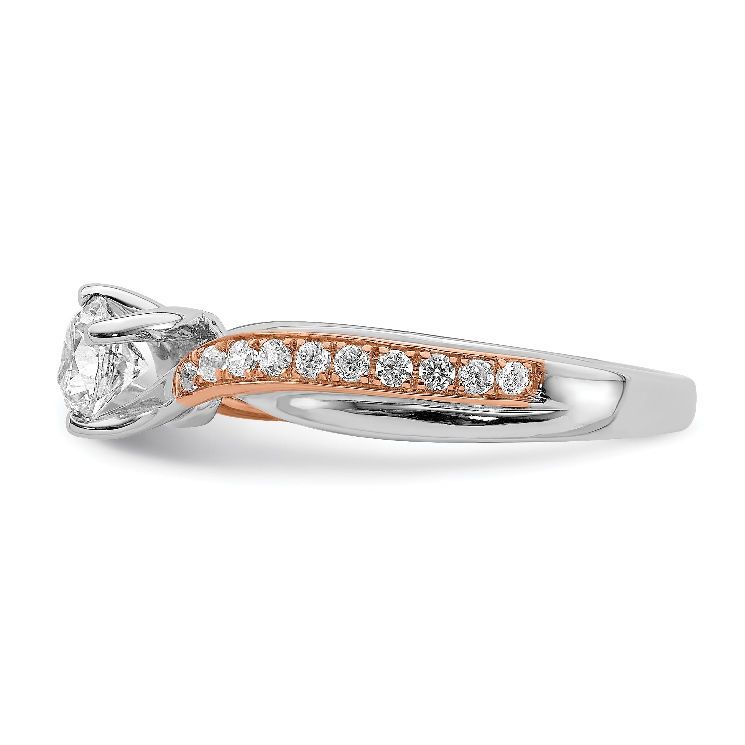 0.50ct. CZ Solid Real 14k White u0026 Rose Gold Engagement Ring