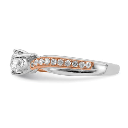 0.50ct. CZ Solid Real 14k White u0026 Rose Gold Engagement Ring