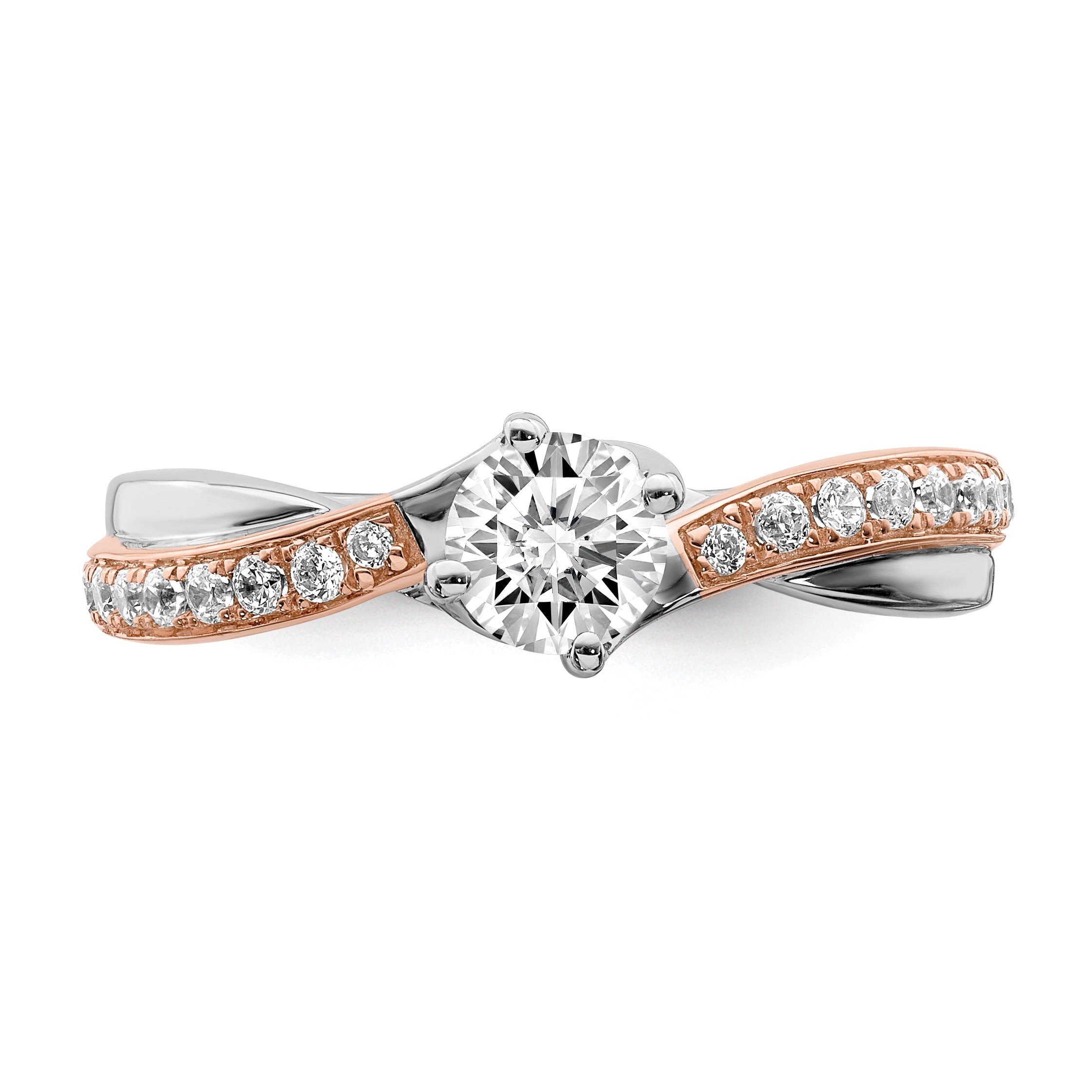 0.50ct. CZ Solid Real 14k White u0026 Rose Gold Engagement Ring