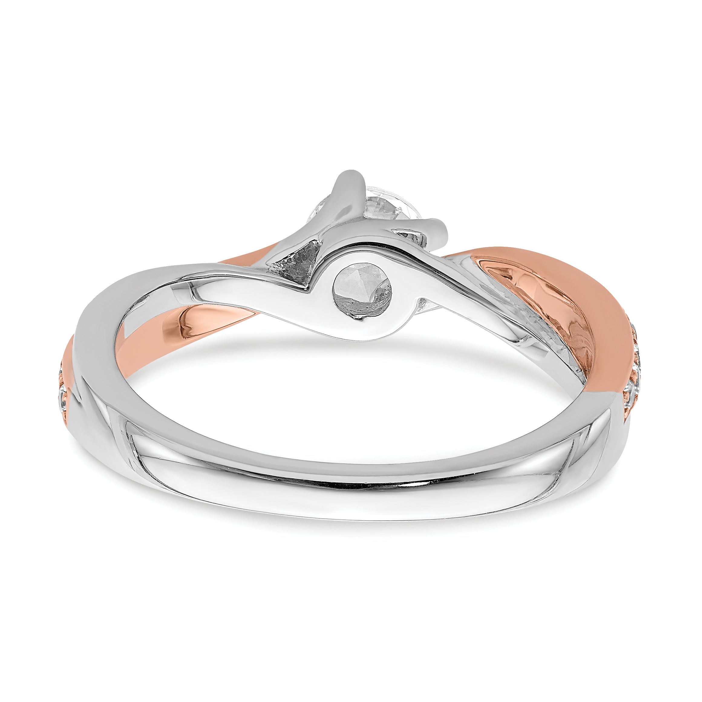 0.50ct. CZ Solid Real 14k White u0026 Rose Gold Engagement Ring