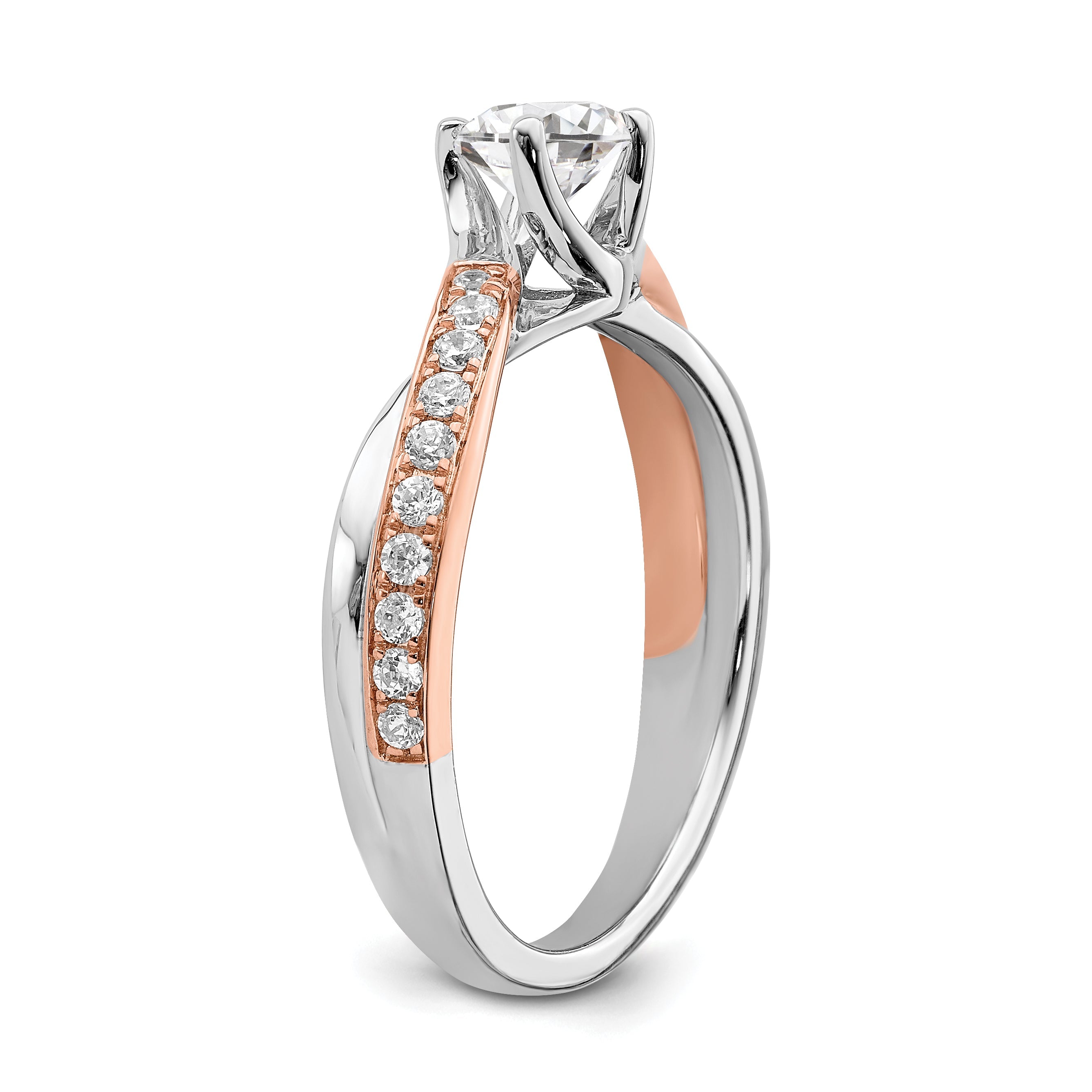 0.50ct. CZ Solid Real 14k White u0026 Rose Gold Engagement Ring