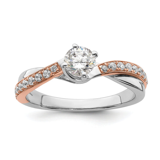 0.50ct. CZ Solid Real 14k White u0026 Rose Gold Engagement Ring
