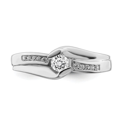 1/2 Ct. Natural Diamond By-Pass Style Bridal Engagement Ring Set 14K White Gold
