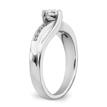 1/2 Ct. Natural Diamond By-Pass Style Bridal Engagement Ring Set 14K White Gold
