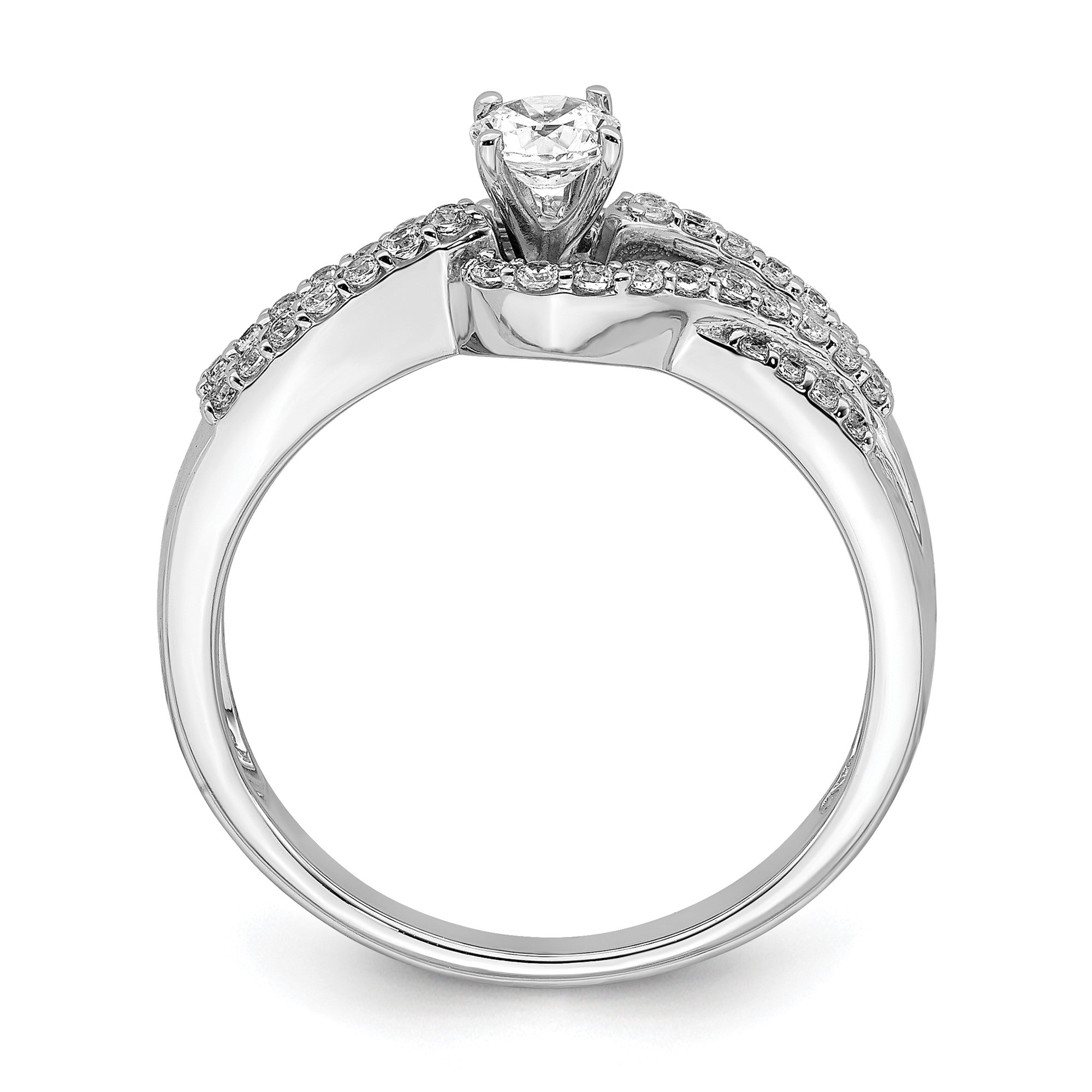1/2 Ct. Natural Diamond By-Pass Style Bridal Engagement Ring Set 14K White Gold