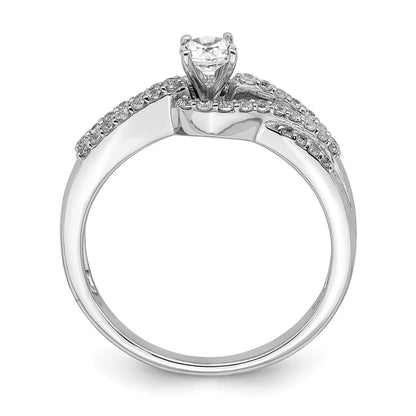 1/2 Ct. Natural Diamond By-Pass Style Bridal Engagement Ring Set 14K White Gold