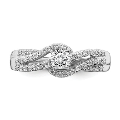 1/2 Ct. Natural Diamond By-Pass Style Bridal Engagement Ring Set 14K White Gold