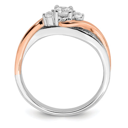 0.25ct. CZ Solid Real 14k White u0026 Rose Gold Engagement Ring