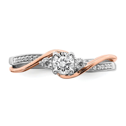 0.25ct. CZ Solid Real 14k White u0026 Rose Gold Engagement Ring
