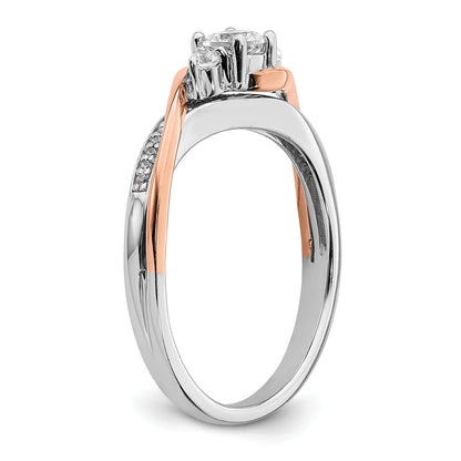 0.25ct. CZ Solid Real 14k White u0026 Rose Gold Engagement Ring