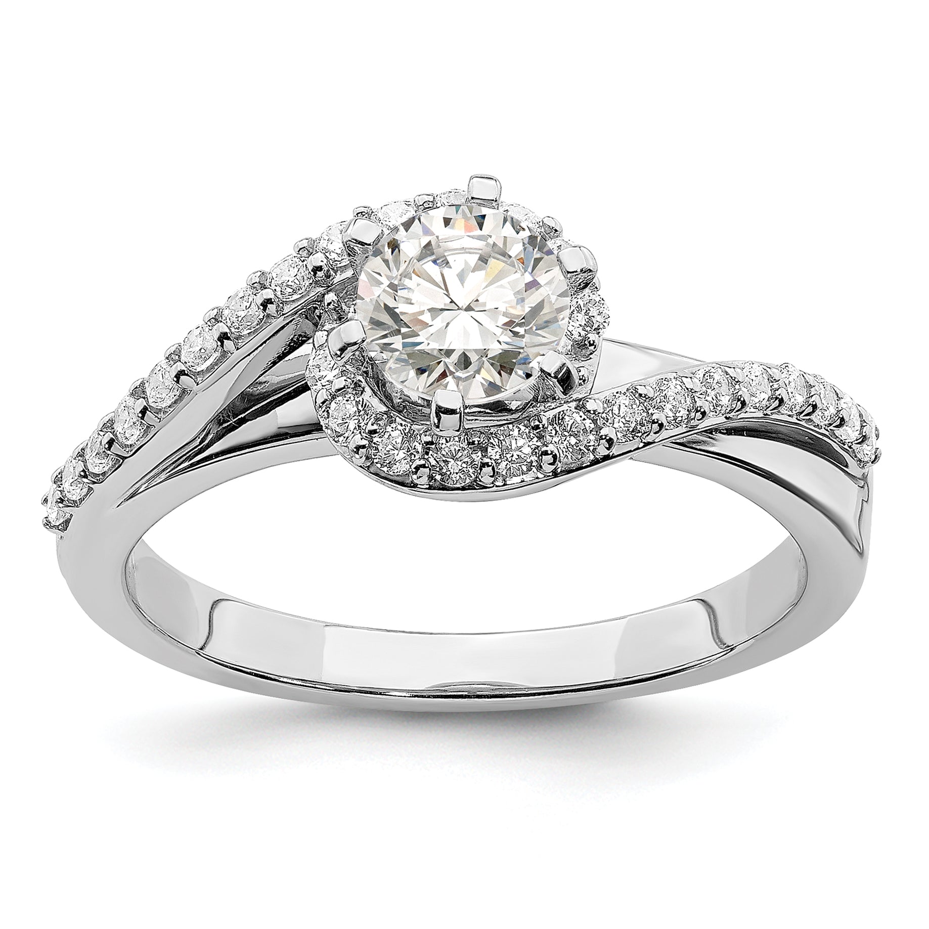 0.50ct. CZ Solid Real 14k White Gold Engagement Ring