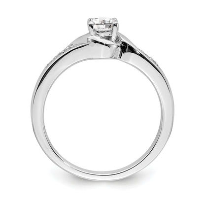 1/2 Ct. Natural Diamond By-Pass Style Bridal Engagement Ring Set 14K White Gold